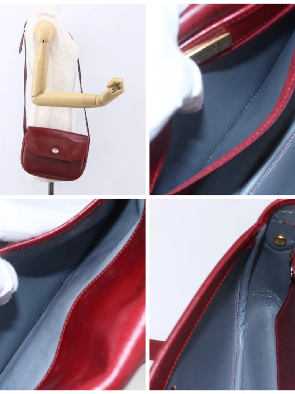Christian Dior Honeycomb Canvas Shoulder Bag PVC Red Gold Auth - Picture 15 of 15